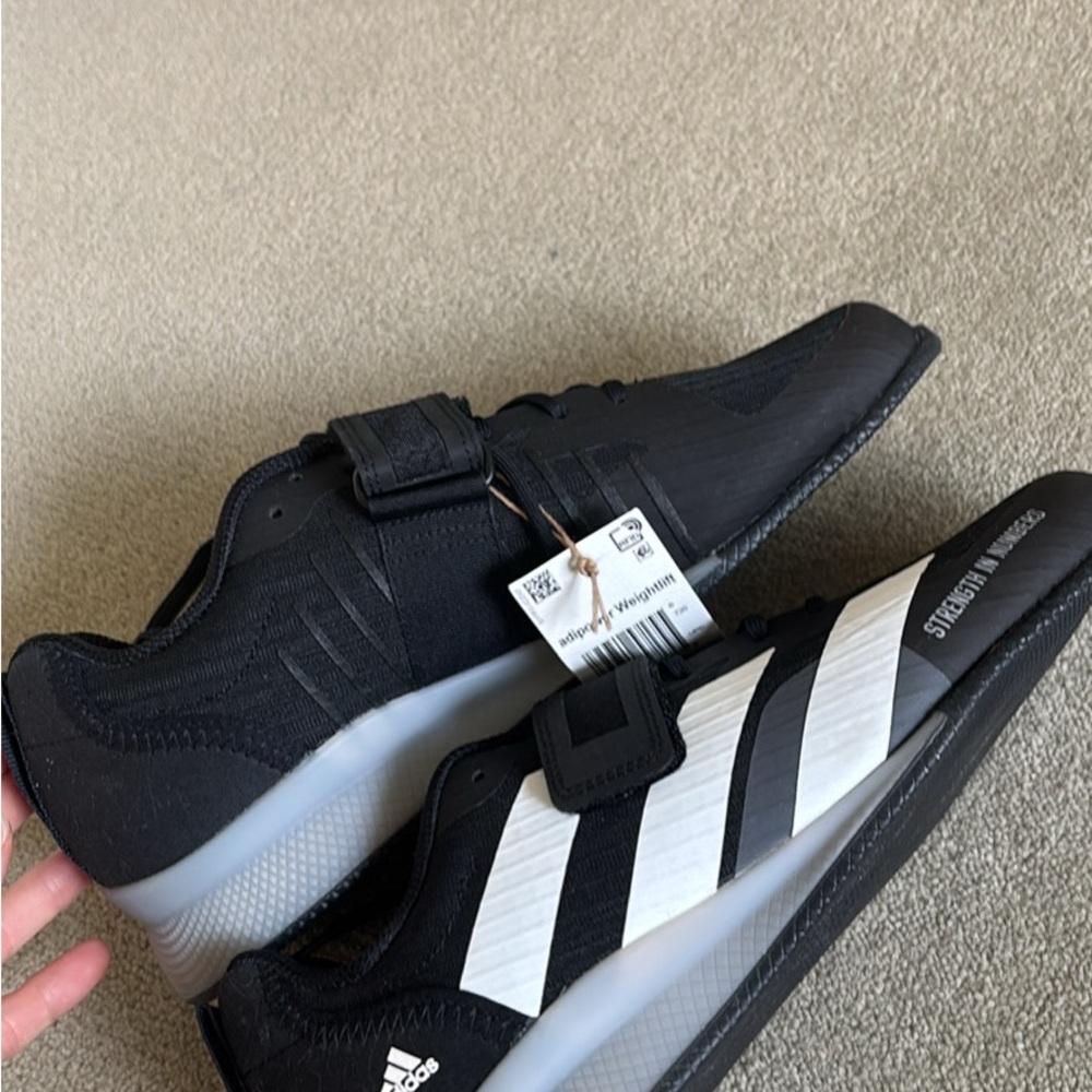 Adidas Black and White Adipower Weightlifting Shoes